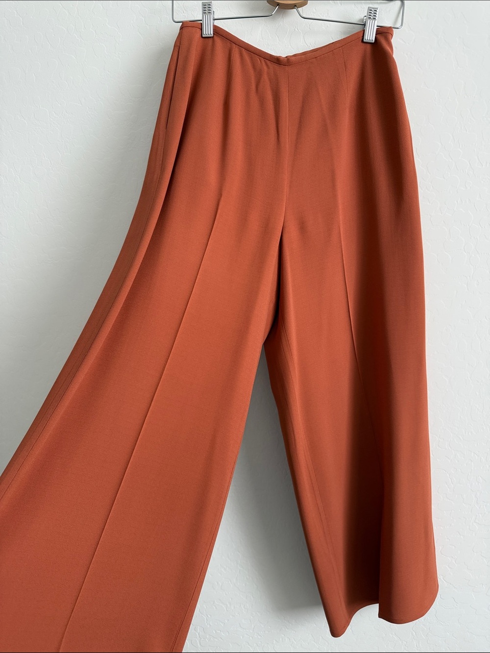 ellen fisher silk cropped Wide Leg High-Waist Pants in Burnt Orange Sz XS